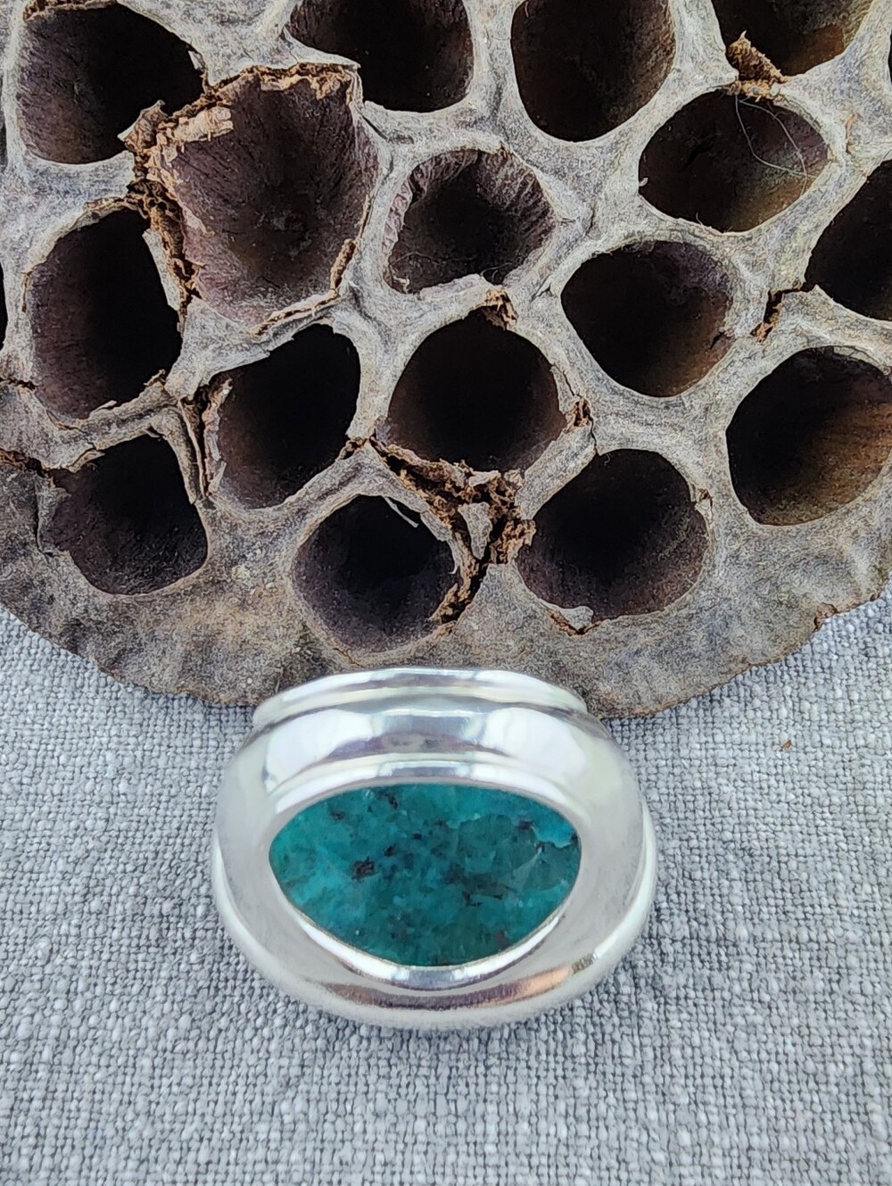 Silpada Chrysocolla Statement Sterling Silver Ring - Size 8 - Picture 3 of 5